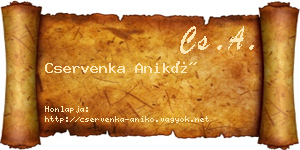 Cservenka Anikó névjegykártya