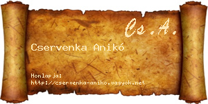 Cservenka Anikó névjegykártya